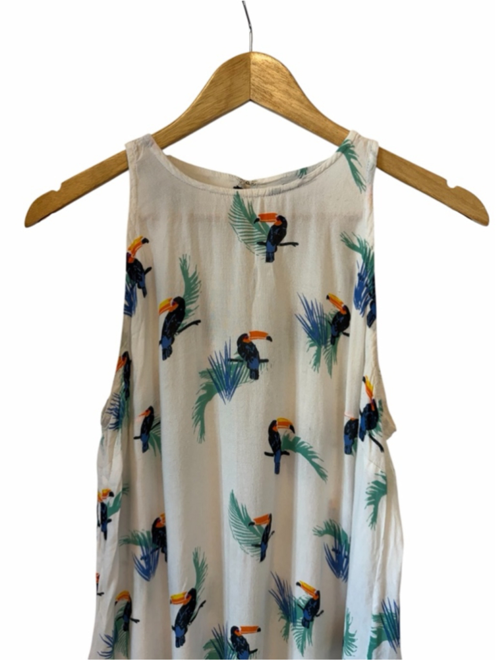 Twik Toucan Tropical Print Sleeveless Tank Top Medium Boho Beach Summer - Picture 3 of 11